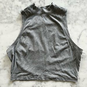 Lululemon cropped mockneck top (heather grey, size 8)